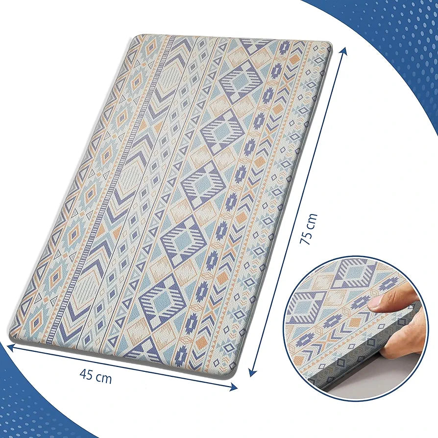 Luxe Home Columbo Anti-Fatigue Kitchen Mat - 45x75 cm Non-Slip Cushioned Comfort Mat - Southwestern Geometric Pattern Standing Desk Mat - Waterproof and Easy to Clean for Home and Office